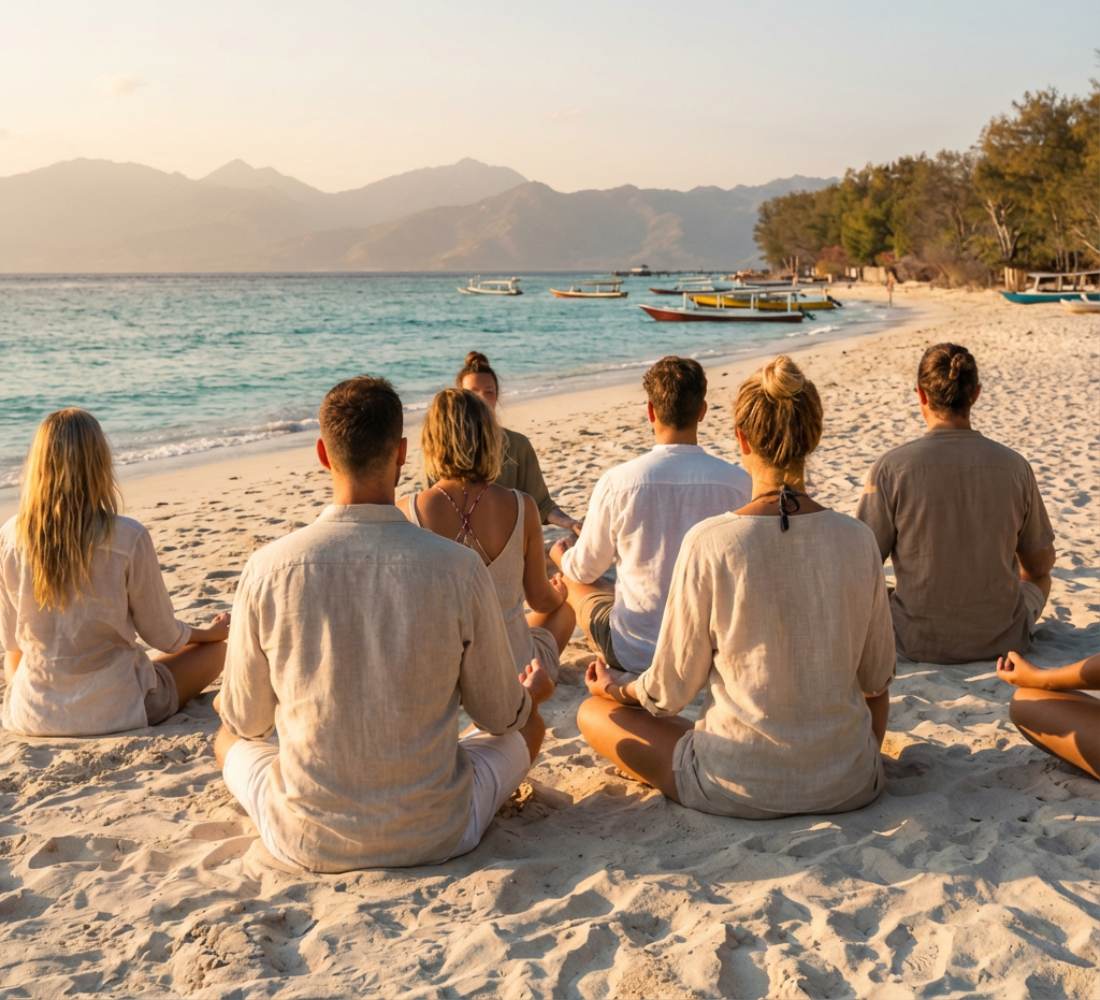 Plage de sable blanc sur l'île de Gili Meno près de Bali